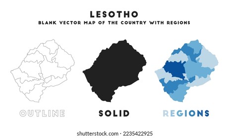 Lesotho map. Borders of Lesotho for your infographic. Vector country shape. Vector illustration.