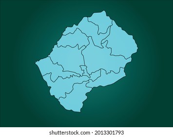 Lesotho Karte, türkiser Farbe auf grünem Hintergrund