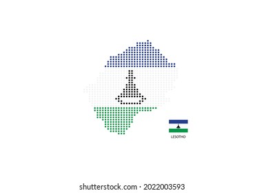 Diseño de mapas de Lesoto por color de la bandera de Lesoto en forma de círculo, Fondo blanco con bandera de Lesoto.