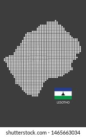 Lesotho map design white square, black background with flag Lesotho.