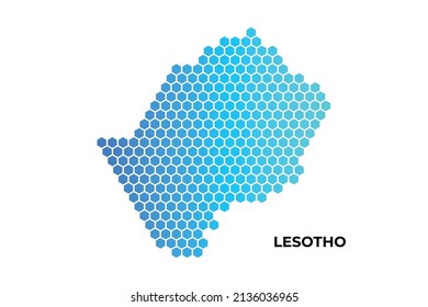 Lesotho map digital hexagon shape on white background vector illustration 