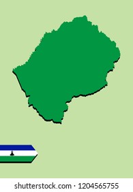 Lesotho map with flag decoration