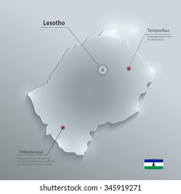 Lesotho map flag glass card paper 3D vector