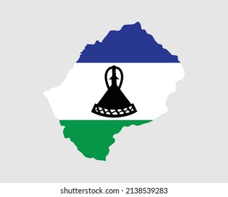 Lesotho Map Flag. Map of the Kingdom of Lesotho with the Mosotho country banner. Vector Illustration. svg