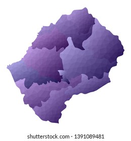 Lesotho map. Geometric style country outline. Wondrous violet vector illustration.