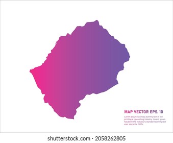 Lesotho map gradient color . on white background. 