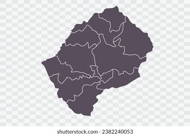 Lesotho Map Graphite Color on White Background quality files Png