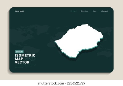 Lesotho Karte grüner Hintergrund mit isometrischer Vektorgrafik. Webbanner-Layoutvorlage.