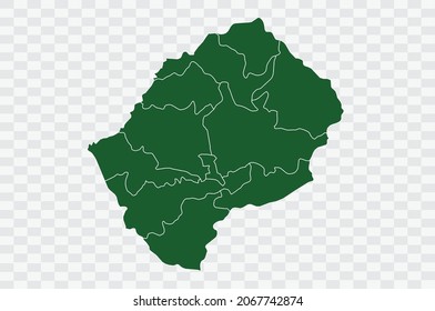 Lesotho Map Green Color on Background