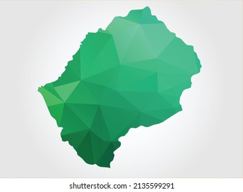 Lesotho Map Green Color on white background polygonal