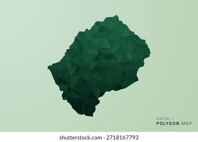 Lesotho Map - Green Polygon Style Vector Illustration, Low Poly Geometric Design with Clean Silhouette on soft green Background.