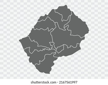 Lesotho Map grey Color on Background png