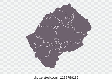 Lesotho Map Grey Color on White Background quality files Png