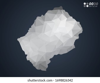 Lesotho map grey polygon red triangle mosaic with dark background. style gradient vector.