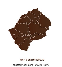 Mapa de Lesoto Alto detallado sobre el fondo blanco. Resumen de la ilustración vectorial de diseño eps 10