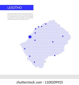 Lesotho Map Infographics Background, Blue Grid And Dots.