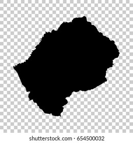 Lesotho map isolated on transparent background. Black map for your design. Vector illustration, easy to edit.