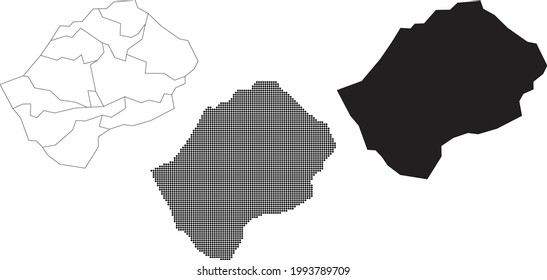 Lesotho-Karte einzeln auf weißem Hintergrund.