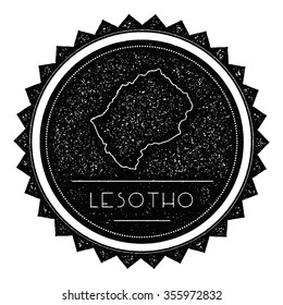 Lesotho Map Label with Retro Vintage Styled Design. Hipster grungy insignia vector illustration