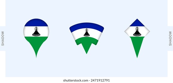 Lesotho Map Markers Set. Perfect for projects related to Lesotho, travel, geography, and international representation. Vector collection.
