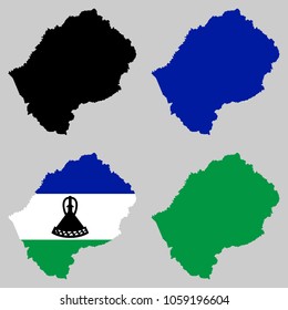 Lesotho map with national flag decoration