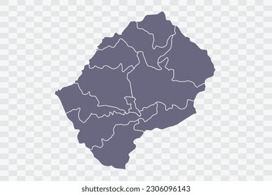Lesotho Map pewter Color on White Background quality files Png