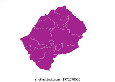 Lesotho Map pink Color on White Backgound