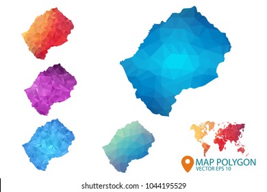 Lesotho Map - Set of geometric rumpled triangular low poly style gradient graphic background , Map world polygonal design for your . Vector illustration eps 10.