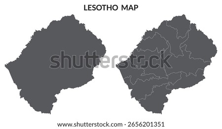 Lesotho map set. Map of Lesotho in set with grey color