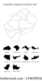 Lesotho map with shapes of regions. Blank vector map of the Country with regions. Borders of the country for your infographic. Vector illustration.