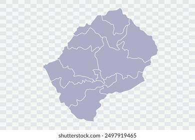 Lesotho Map silver Color on White Background quality files Png