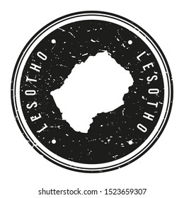 Lesotho Map Symbol. Round Design Stamp. Travel and Business Vector.