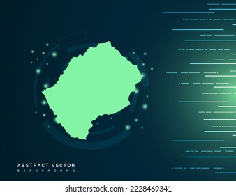 Lesotho map of technology green futuristic Background vector.