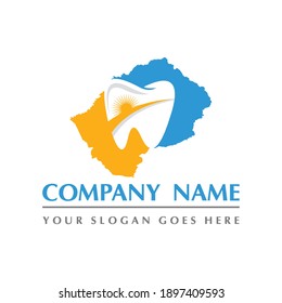 lesotho map and teeth dental care symbol logo vector