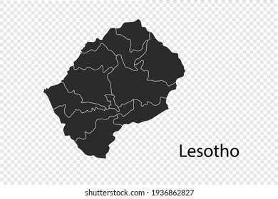Lesotho map vector, black color. isolated on transparent background