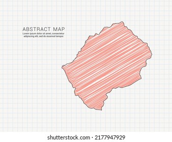 Mapa de Lesoto de silueta de color vectorial chaótico dibujo de garrapatas a mano en papel de cuadrícula.