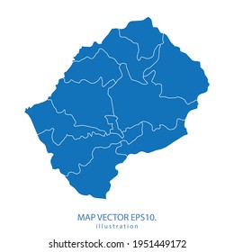 vector de mapa lesotho EPS.10 color azul. sobre fondo blanco.