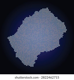Lesotho map vector glowing blue dotted illustration design dark background