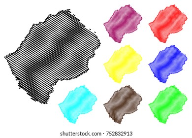 Lesotho map vector illustration, scribble sketch Lesotho