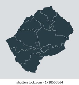 lesotho map vector, isolated on gray background