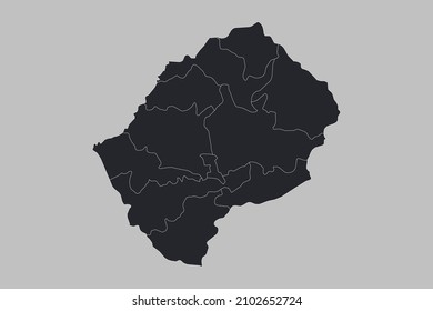 Lesotho map vector, isolated on gray background