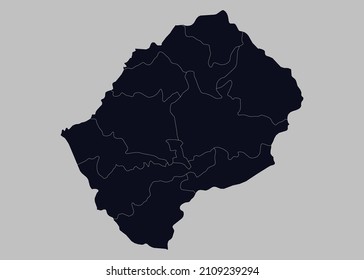 Lesotho map vector, Isolated on gray background