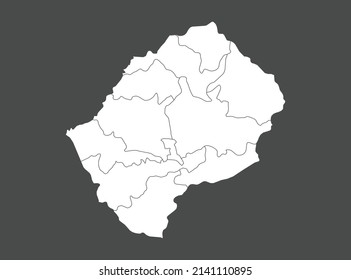 Lesotho map vector, white color, Isolated on gray background