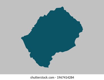 Lesotho map vector,Not isolated ocean blue color on gray background