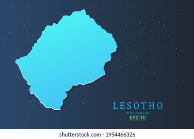 Lesotho Karte - Weltkarte Internationale Vektorvorlage mit 3D, Farbverlauf-Blau und Sternen einzeln auf galaxischem Hintergrund - Vektorgrafik eps10