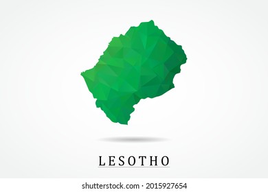 Lesotho Map - World Map International vector template, low polygon style with green color isolated on white background - Vector illustration eps 10