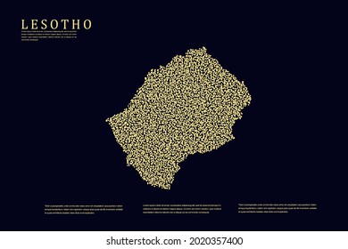 Lesotho Map - World Map International vector template with Gold grid on dark background for banner, website, infographic, education - Vector illustration eps 10