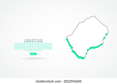Lesotho Map - World Map International vector template with green and outline graphic sketch style isolated on white background - Vector illustration eps 10