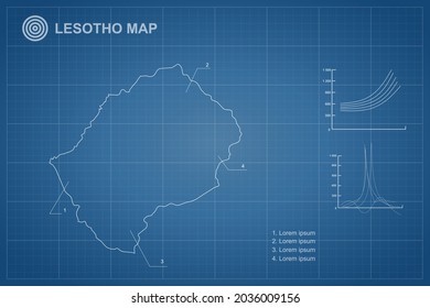 Lesotho Karte - Weltkarte, internationale Vektorvorlage mit Umriss-Stil und weißer Farbe einzeln auf blauem Hintergrund - Vektorgrafik eps10