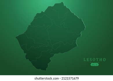 Mapa de Lesoto - Mapa Mundial Planilla vectorial internacional con un color de gradiente verde muy detallado para el diseño, infografía - Ilustraciones vectoriales 10